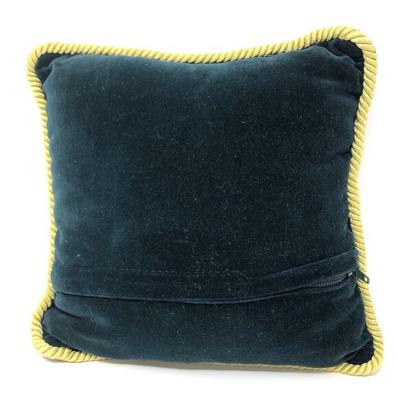 Handmade Wool Needlepoint Pillow 9” Vintage Victorian Angel Green Velvet Back - Picture 4 of 12